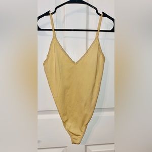 Forever 21 Light Yellow Lace Trim BodySuit